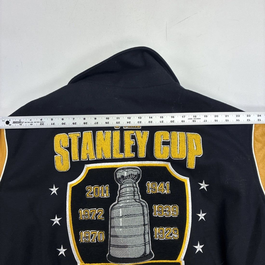 Boston Bruins Stanley Cup G-III Carl Banks Leather Wool Varsity Jacket 4XL NHL