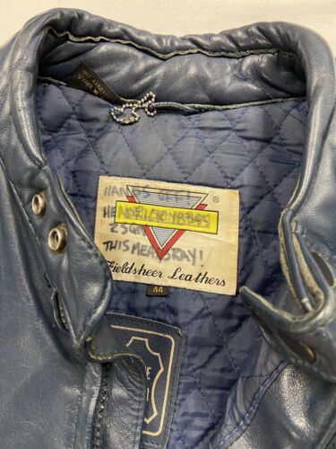 Vintage Suzuki Cafe Racer Motorcycle Leather Jacket Size 44 Blue