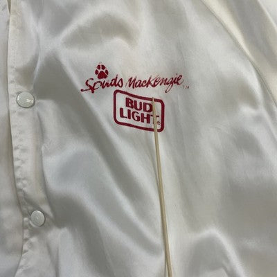 Vintage Bud Light Spuds Mackenzie Satin Bomber Jacket Size Large Beer Promo