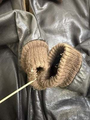 Vintage Shearling Leather Bomber Jacket Size Large Brown