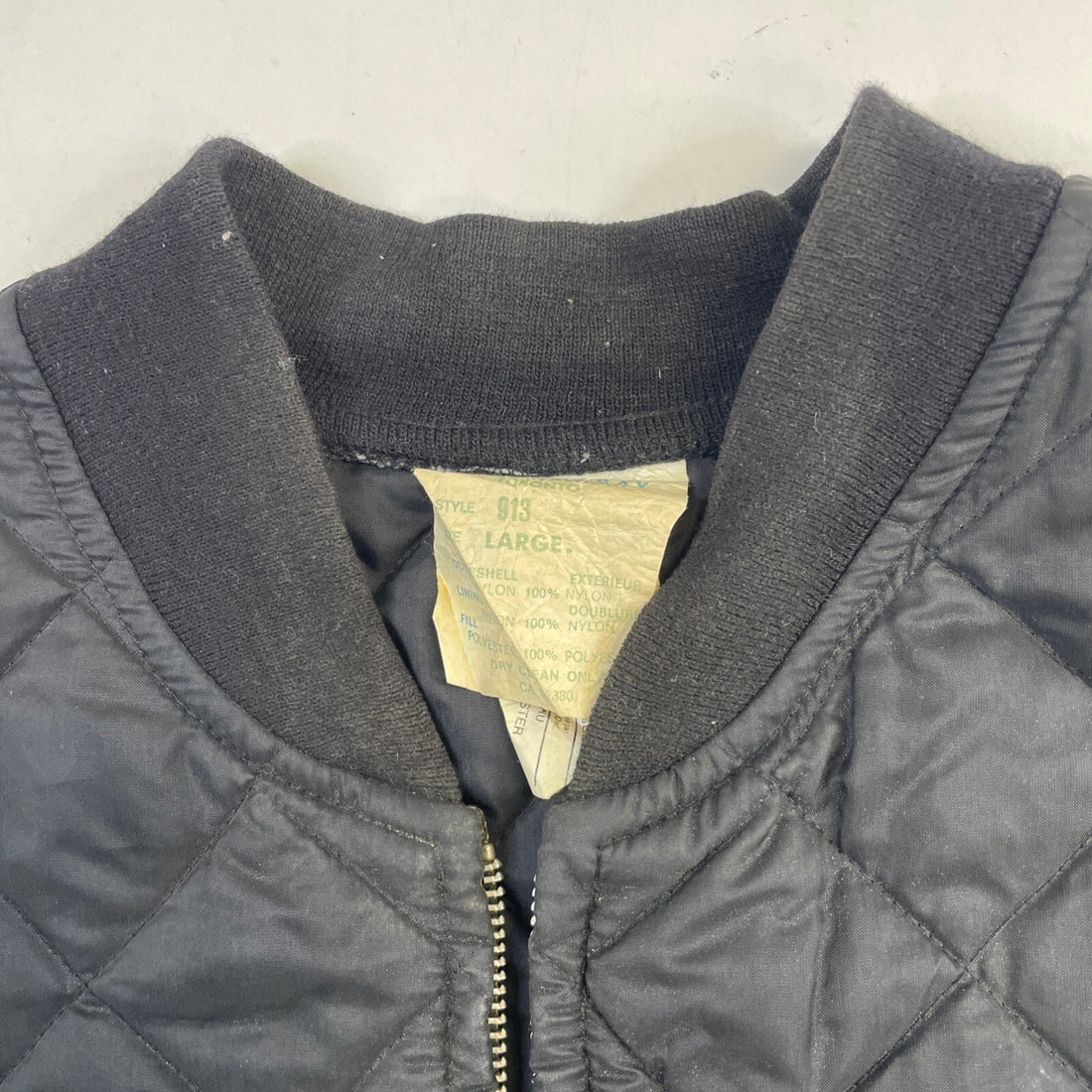 Vintage Quilted Bomber Jacket Size Large Black