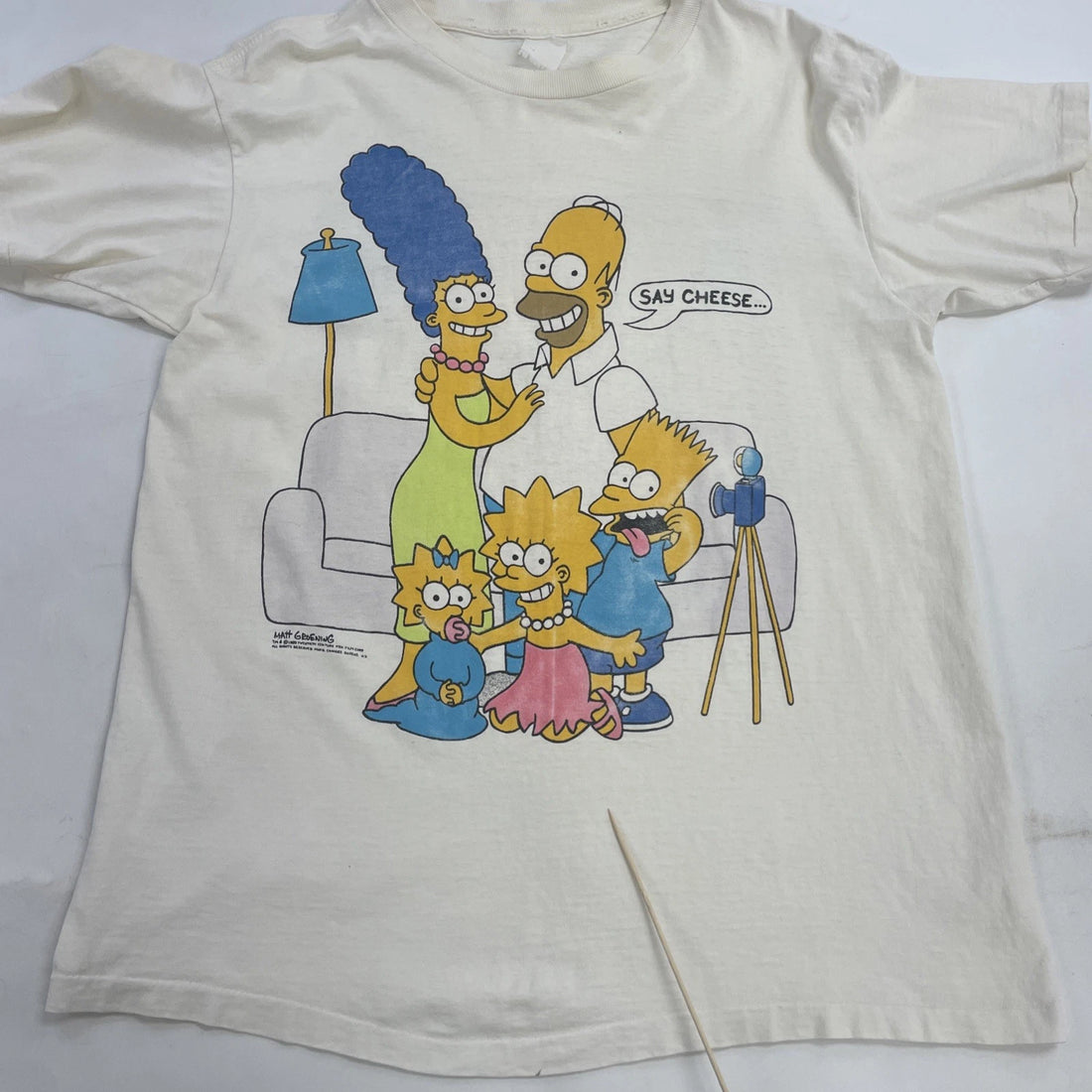 Vintage The Simpsons Say Cheese T-Shirt Size Large 1989 80s