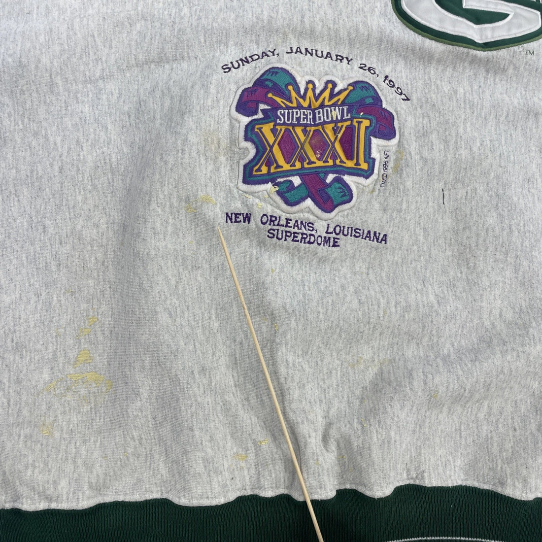 Vintage Green Bay Packers Super Bowl XXXI Spell Out Sweatshirt 2XL 90s NFL