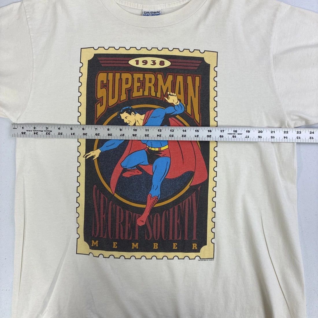 Vintage Superman Secret Society Stamp DC Comics T-Shirt Size XL 1998 90s