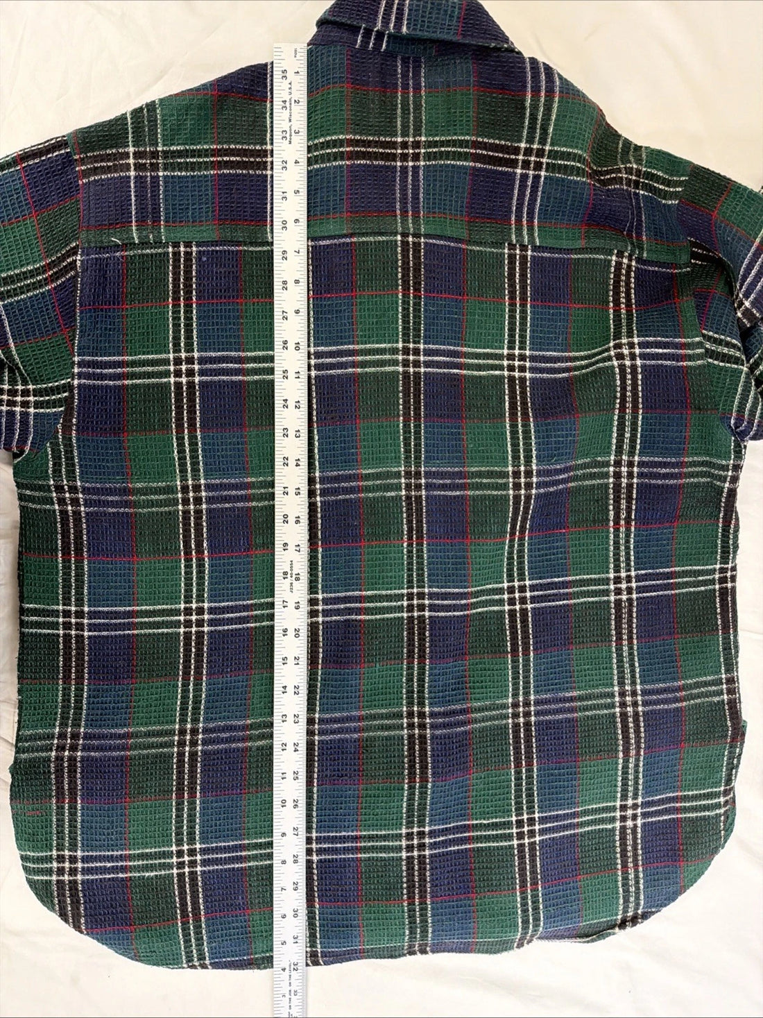 Vintage BCW Thermal Waffle Button Up Shirt Size Large Plaid