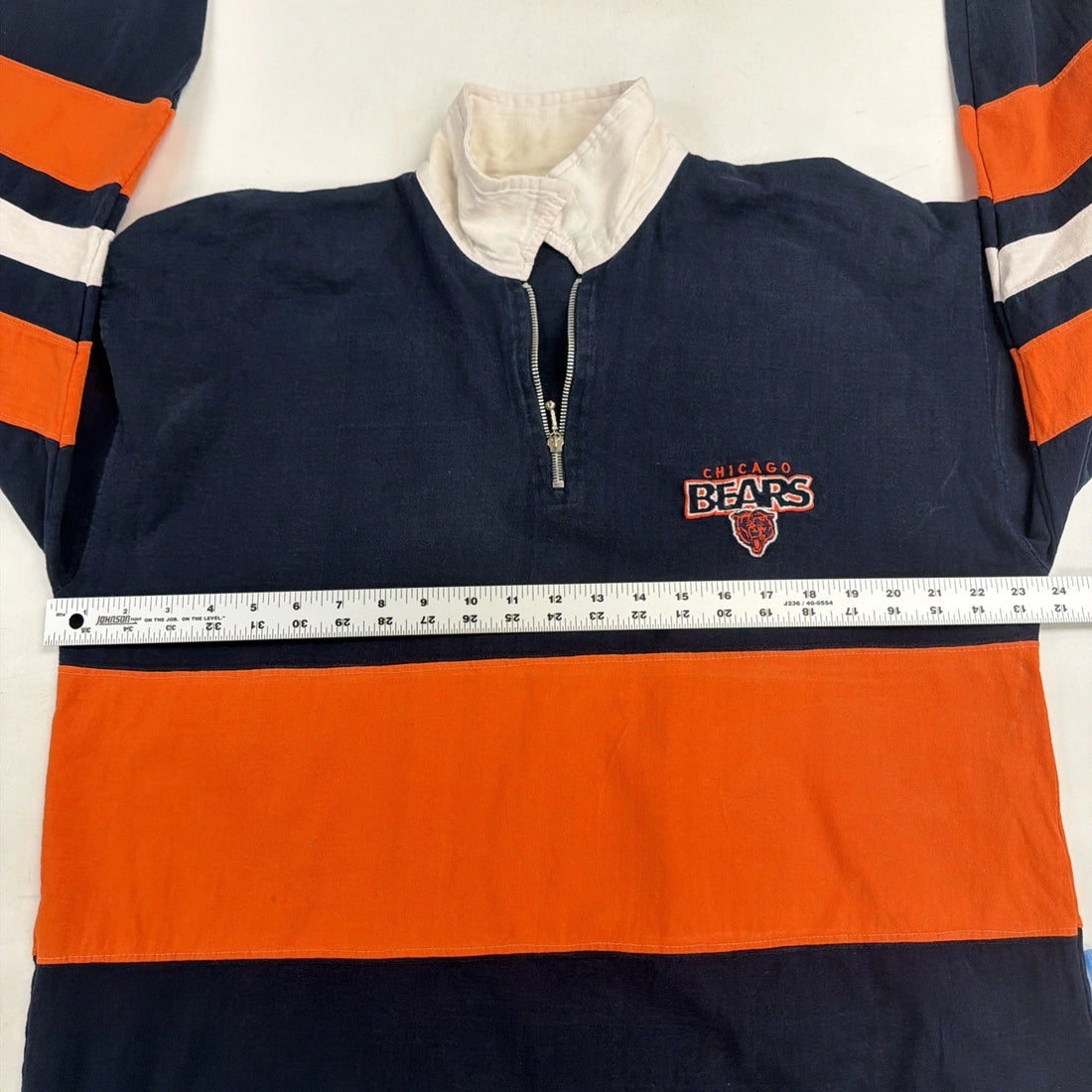 Vintage Chicago Bears Long Sleeve 1/4 Zip Rugby Shirt Size Large 1997 90s NFL