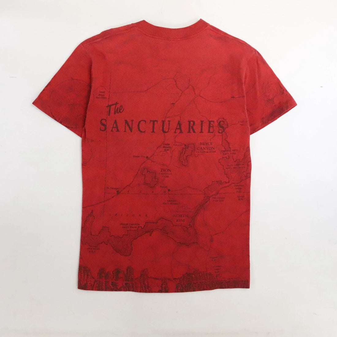 Vintage The Sanctuaries T-Shirt Size Medium Nature Map All Over Print