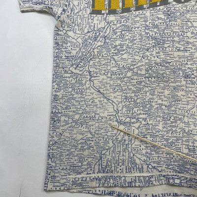 Vintage Illinois Map T-Shirt Size Medium All Over Print 90s