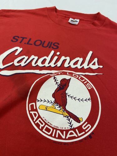 Vintage St Louis Cardinals Baseball T-Shirt Size Large Red 1987 80s MLB