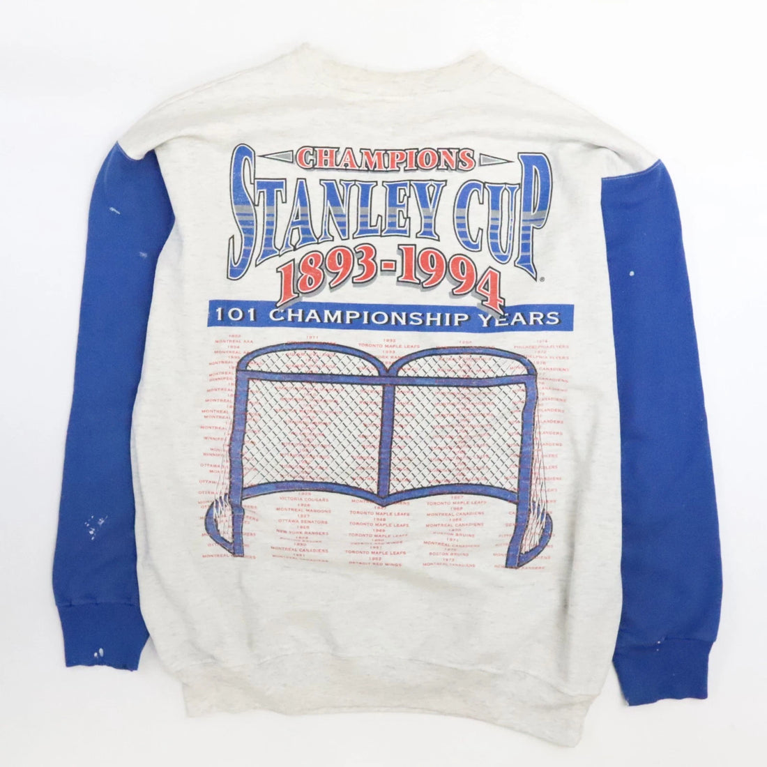 Vintage New York Rangers Stanley Cup Champs Sweatshirt XL Paint Splatter 90s NHL