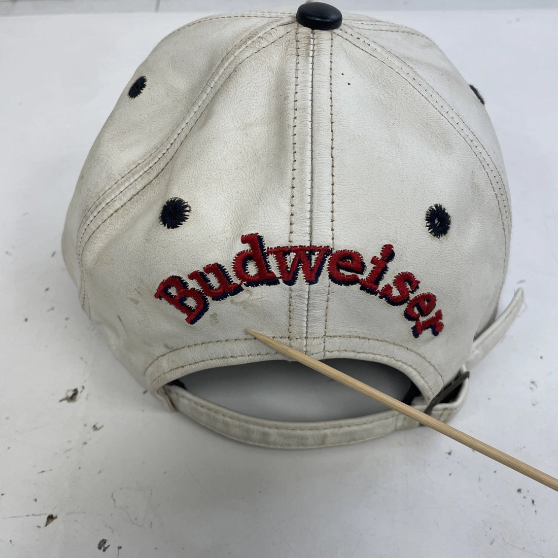 Vintage Budweiser Bud Beer Leather Hat Cap OSFA