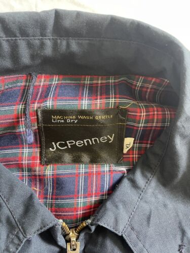 Vintage JCPenney Harrington Jacket Size XL Blue Plaid Lined