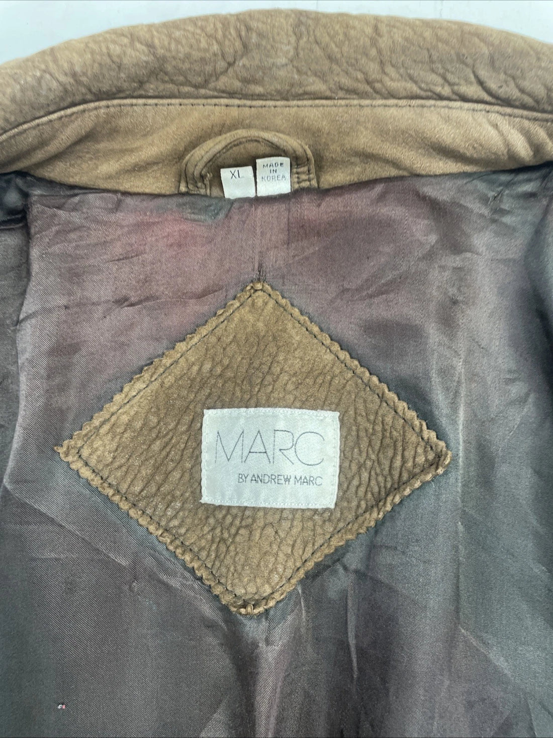 Vintage Andrew Marc Bomber Leather Jacket Size XL Brown