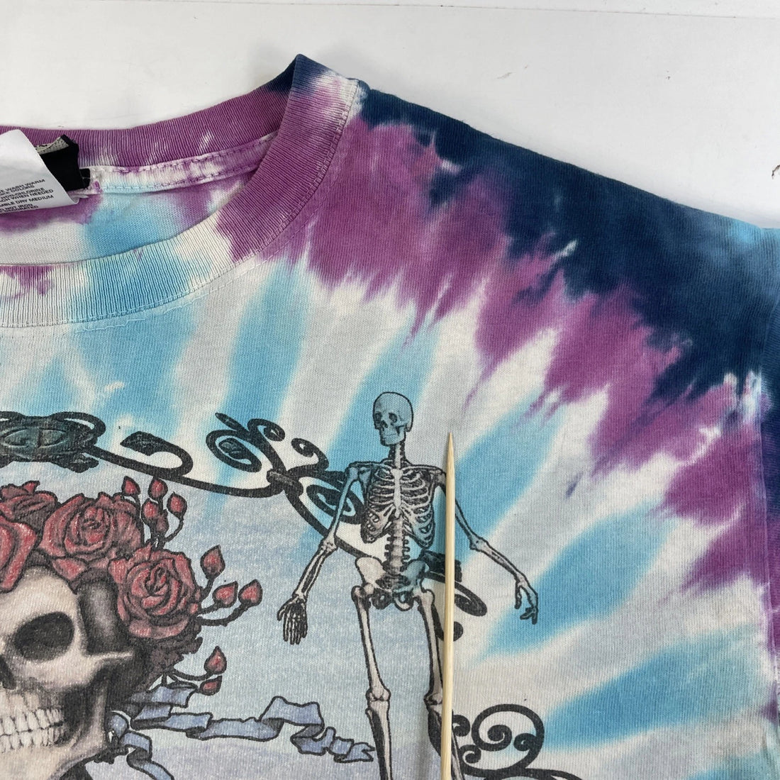 Vintage Grateful Dead Skeleton Roses 30 Years Liquid Blue Tie Dye T-Shirt Medium