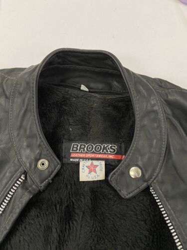 Brooks leather biker outlet jacket