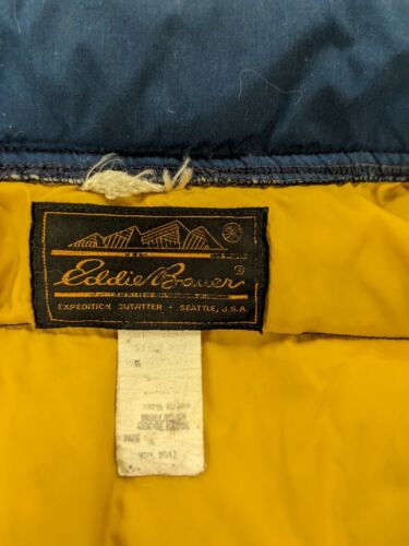 Vintage Eddie Bauer Puffer Vest Jacket Size Large Blue Insulated