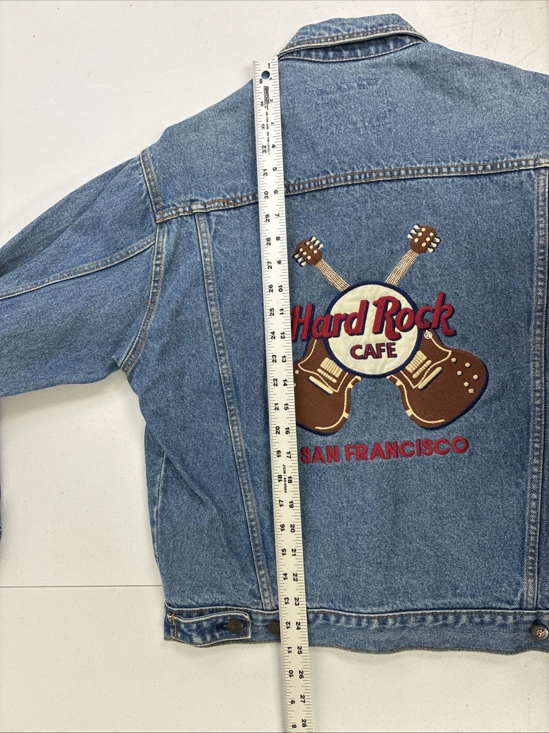 Vintage Hard Rock Cafe San Francisco Guitars Denim Jacket Size Small 90s