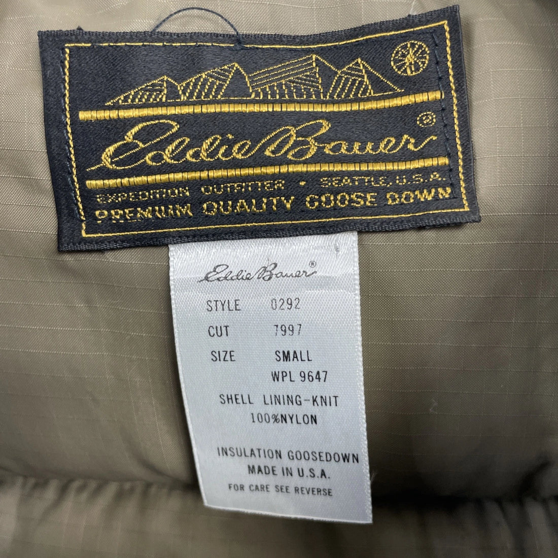Vintage Eddie Bauer Quilted Puffer Jacket Size Small Brown