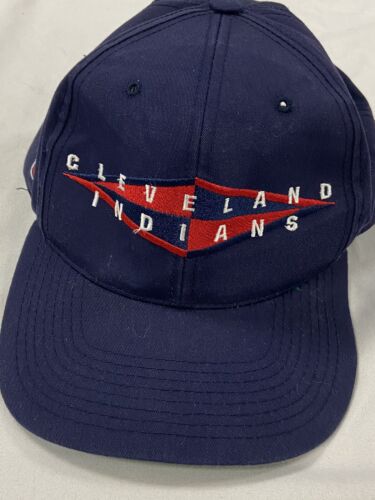 Vintage Cleveland Indians Hat Strapback 90s Chief Wahoo Blue Red