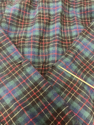 Vintage Pendleton Wool Button Up Field Shirt Size 15 1/2 Green Tartan Plaid