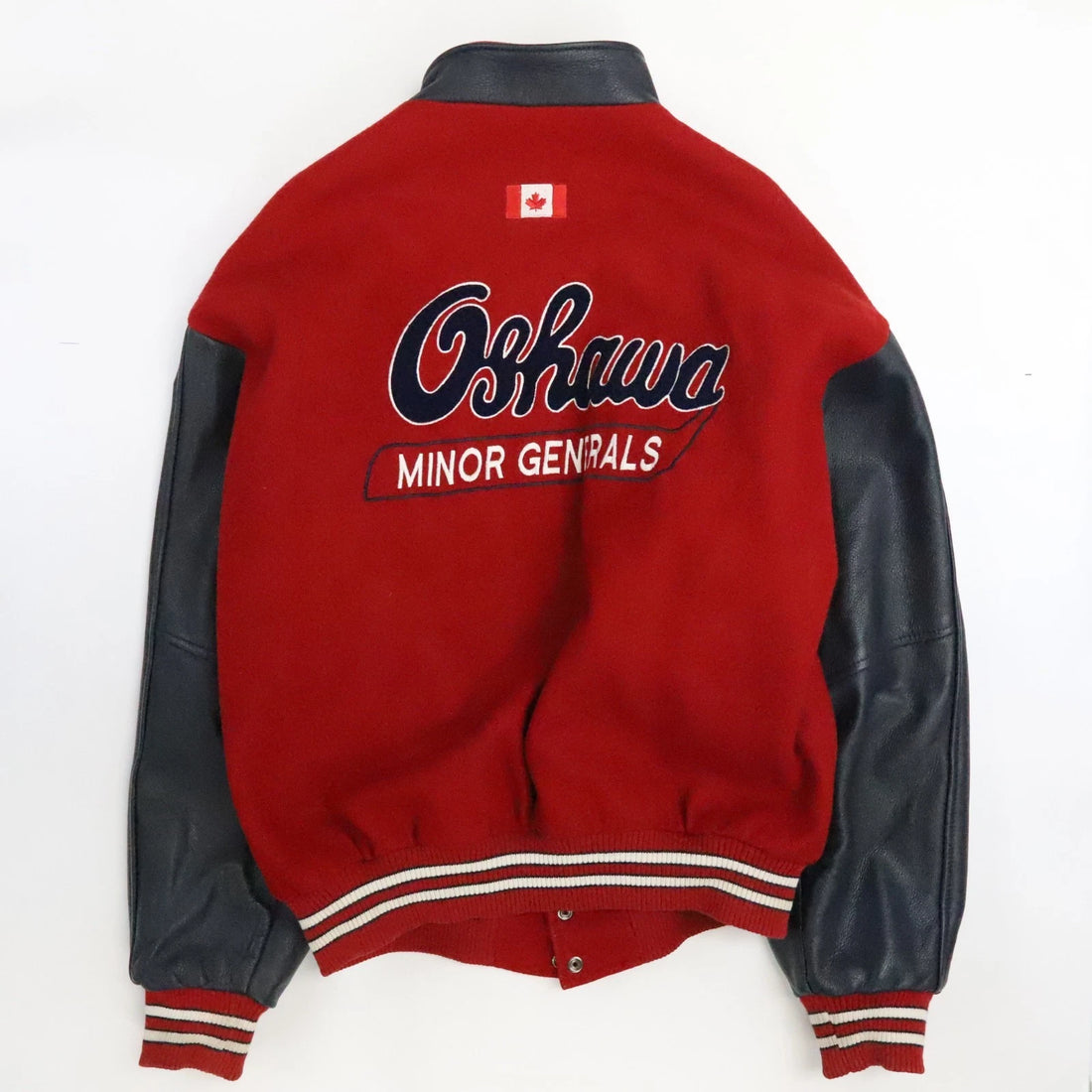 Vintage Oshawa Minor Generals Hockey Leather Wool Varsity Jacket XL Tall