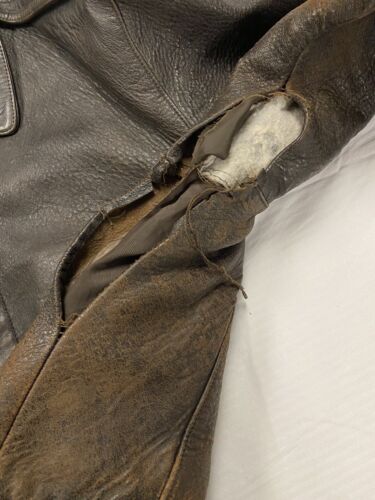 Vintage Adventure Bound Leather Bomber Jacket Size Large Brown