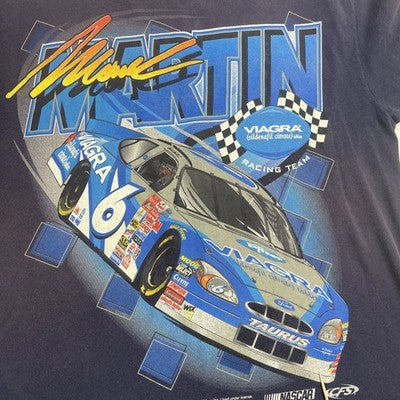 Vintage Mark Martin Viagra Racing T-Shirt Size XL Double Sided NASCAR