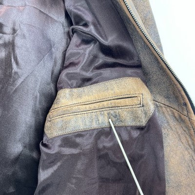 Vintage Roger Edwards Leather Bomber Jacket Size Large Brown
