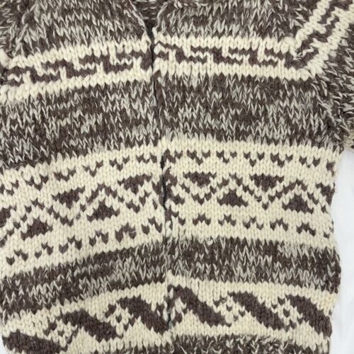 Vintage Aztec Southwestern Wool Knit Cowichan Sweater Size Medium