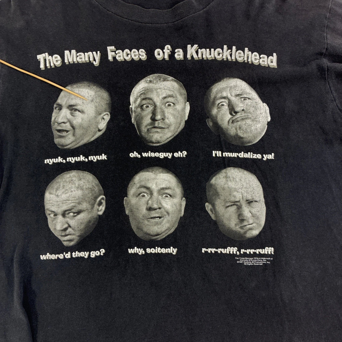 Vintage Three Stooges Many Faces Of A Knucklehead T-Shirt Size XL 1997 90s