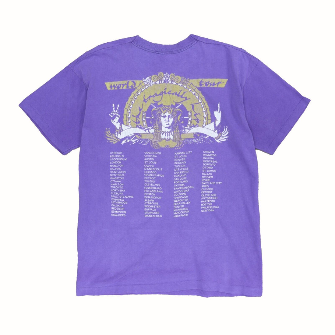 Vintage The Tragically Hip World Tour T-Shirt Size XL Purple Band Tee 1994 90s
