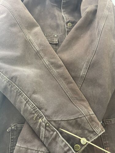Vintage Carhartt Canvas Chore Work Jacket Size XL Tall Brown Blanket Lined