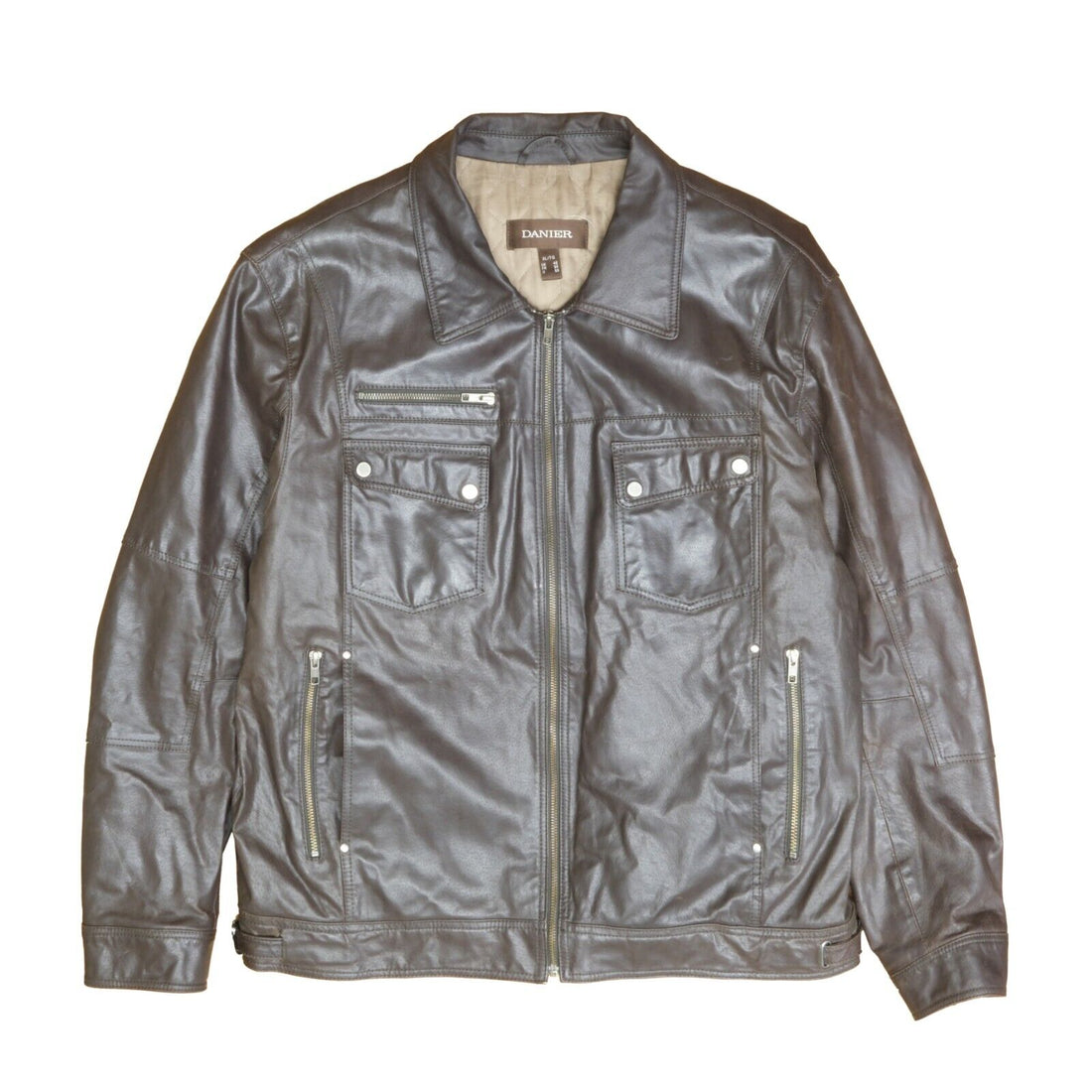 Vintage Danier Leather Motorcycle Jacket Size XL Brown