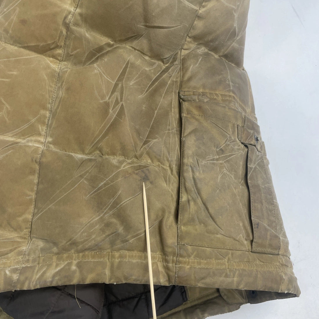 L.L. Bean Waxed Quilted Puffer Vest Jacket Size Large Brown Insulated