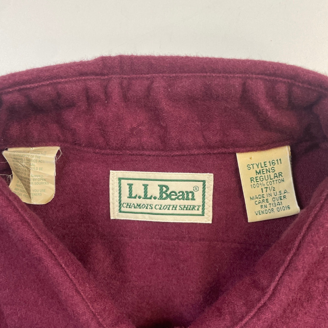 Vintage L.L. Bean Button Up Shirt Size 17 1/2 Red