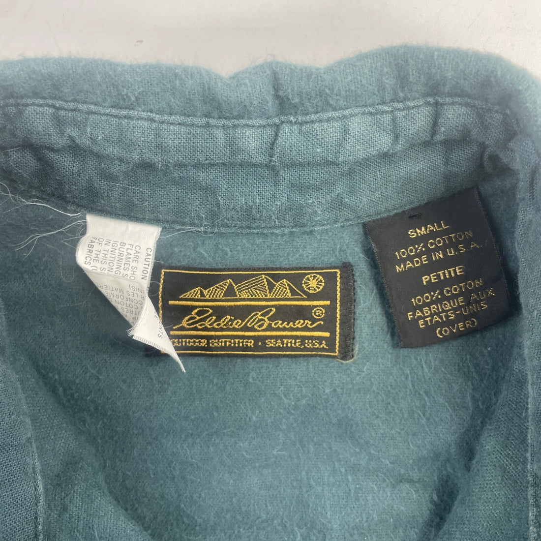 Vintage Eddie Bauer Button Up Shirt Size Small Green