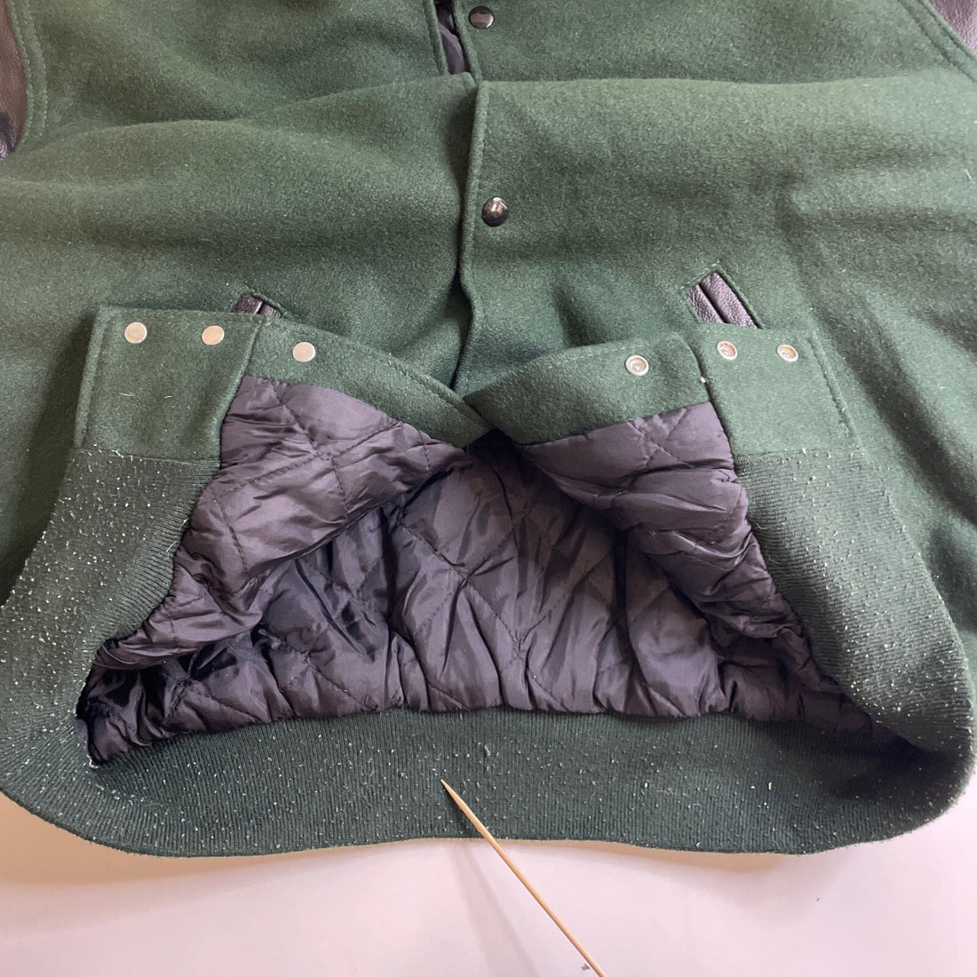 Holloway Leather Wool Varsity Jacket Size Large Green