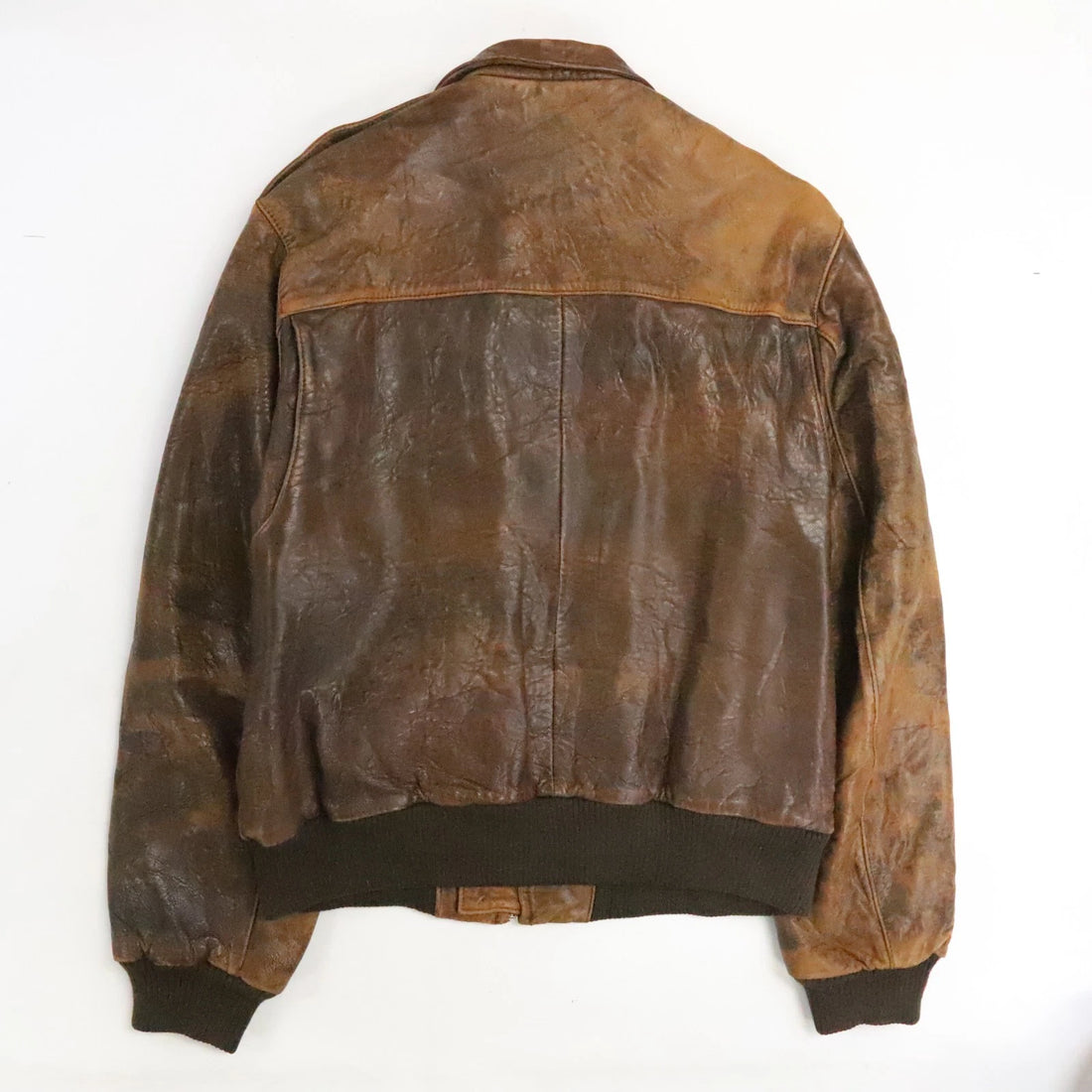 Vintage Adam Spencer Leather Bomber Jacket Size 42 Brown
