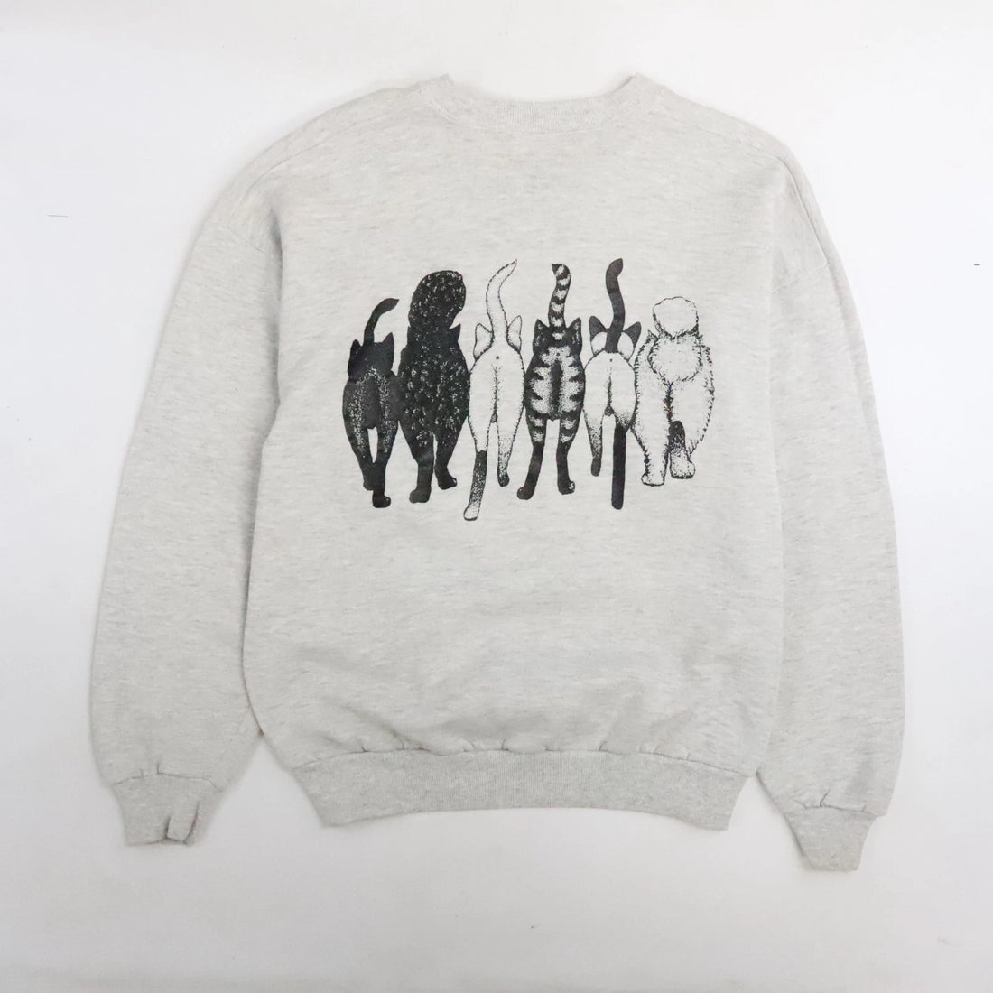 Vintage Cat Crewneck Sweatshirt Size Large Double Sided 90s