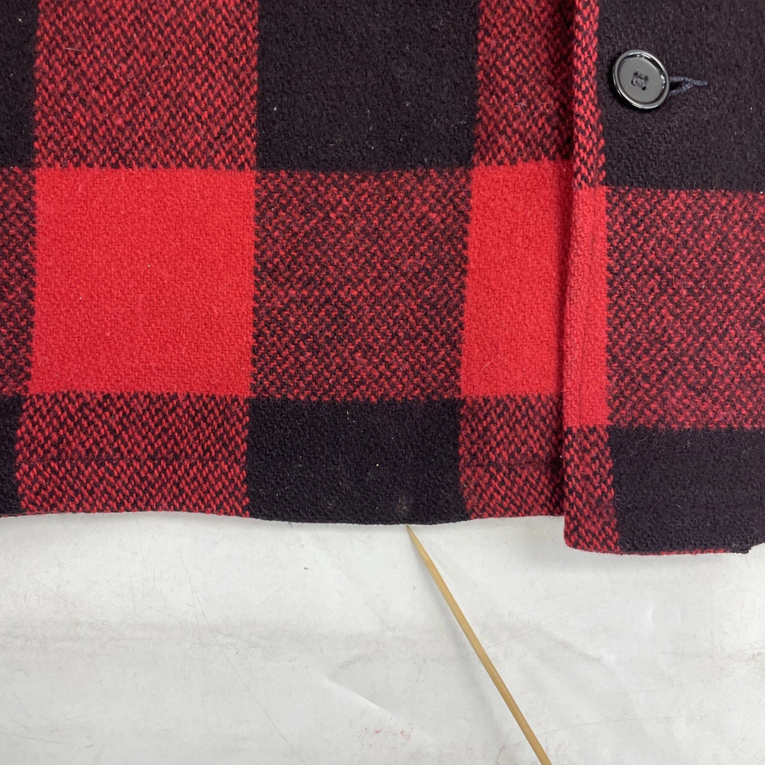 Vintage Bemidji Woolen Mills Wool Shirt Jacket Size Large Buffalo Plaid 60s