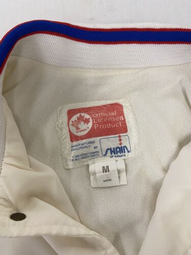 Vintage Team Canada Varsity Bomber Jacket Size Medium White IIHF