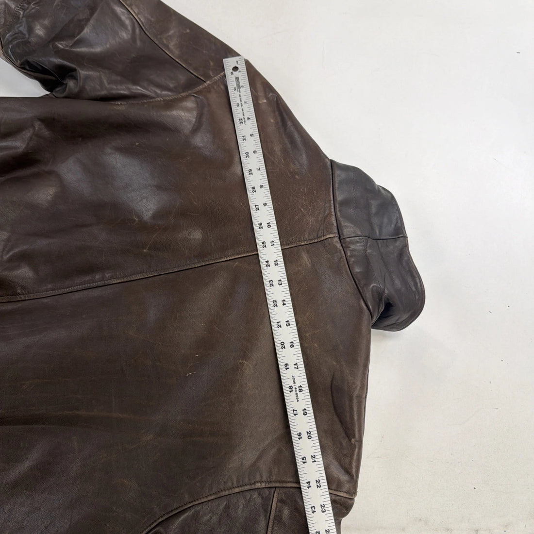 Vintage Lands End Leather Bomber Jacket Size Large Tall Brown