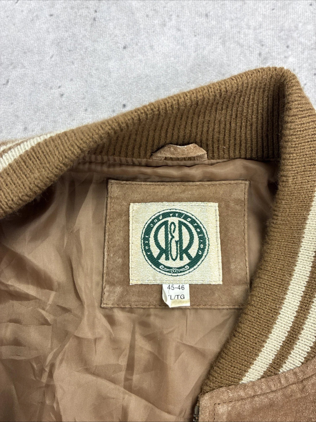 Vintage R&R Leather Suede Bomber Jacket Size XL