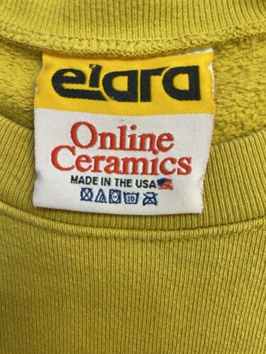 Vintage Elara Online Ceramics Bear Crewneck Sweatshirt Size Small Yellow