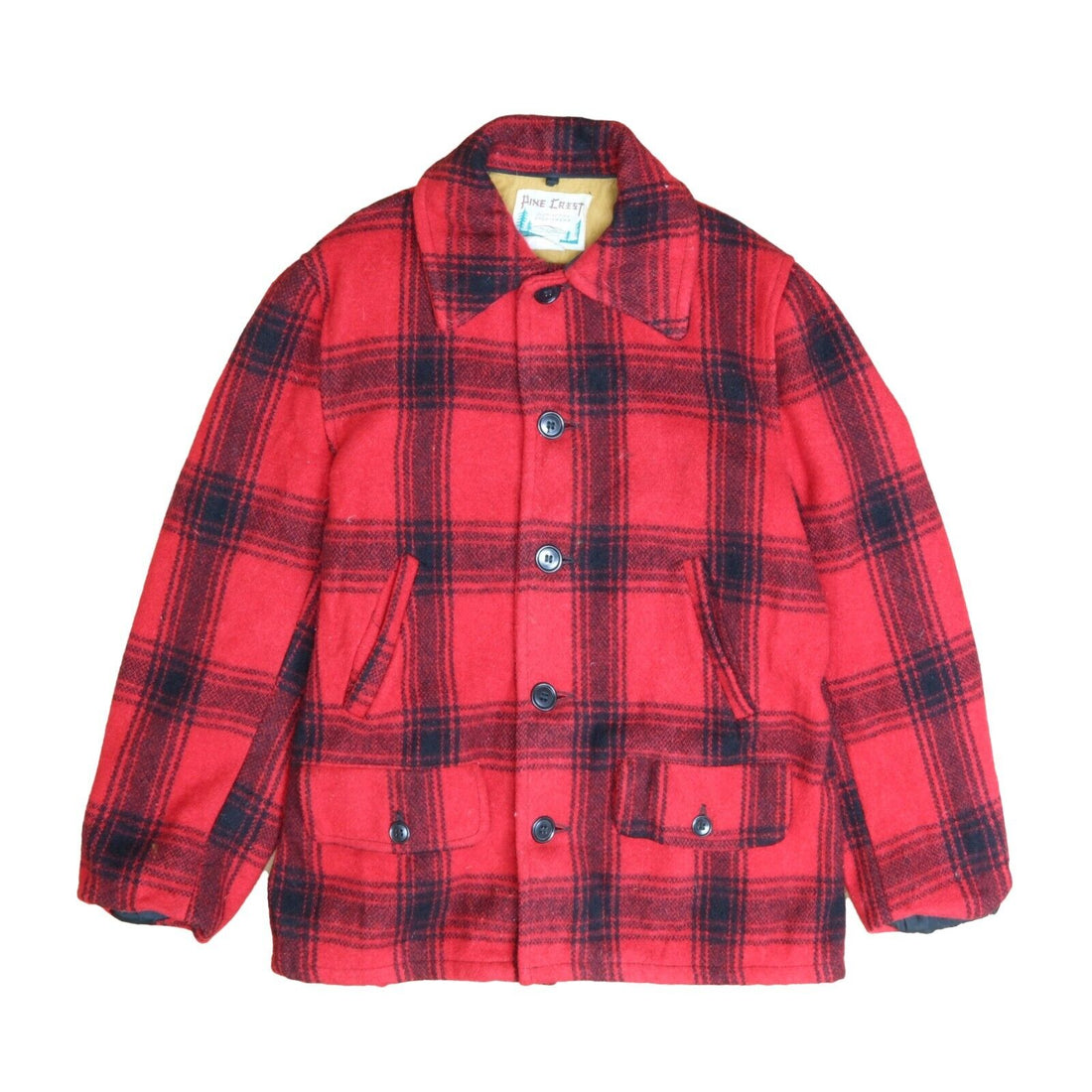 Vintage Pine Crest Wool Hunting Coat Jacket Size 38 Red Plaid