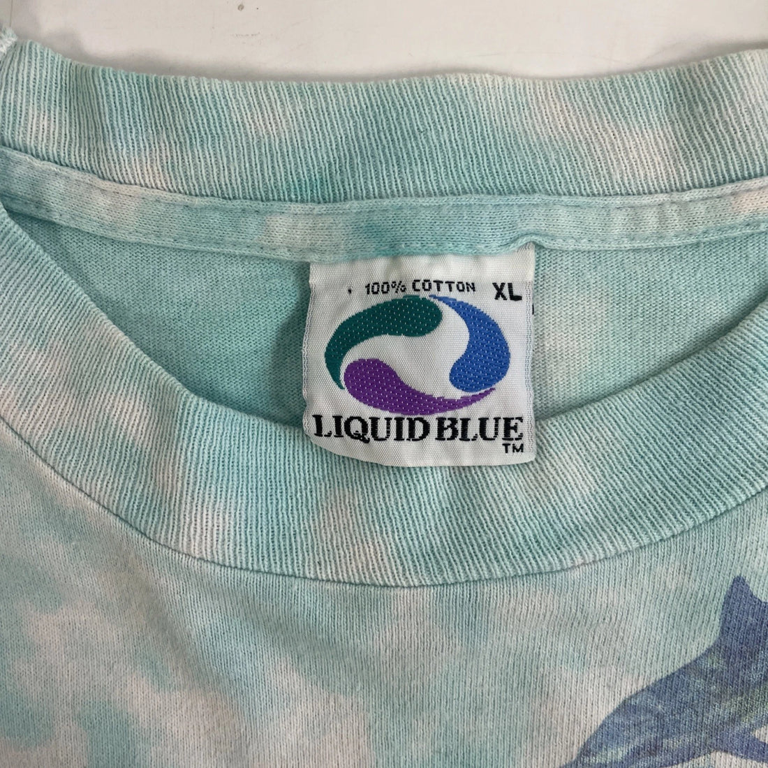 Vintage Oceanica Liquid Blue Tie Dye T-Shirt Size XL Nature Marine Life 90s