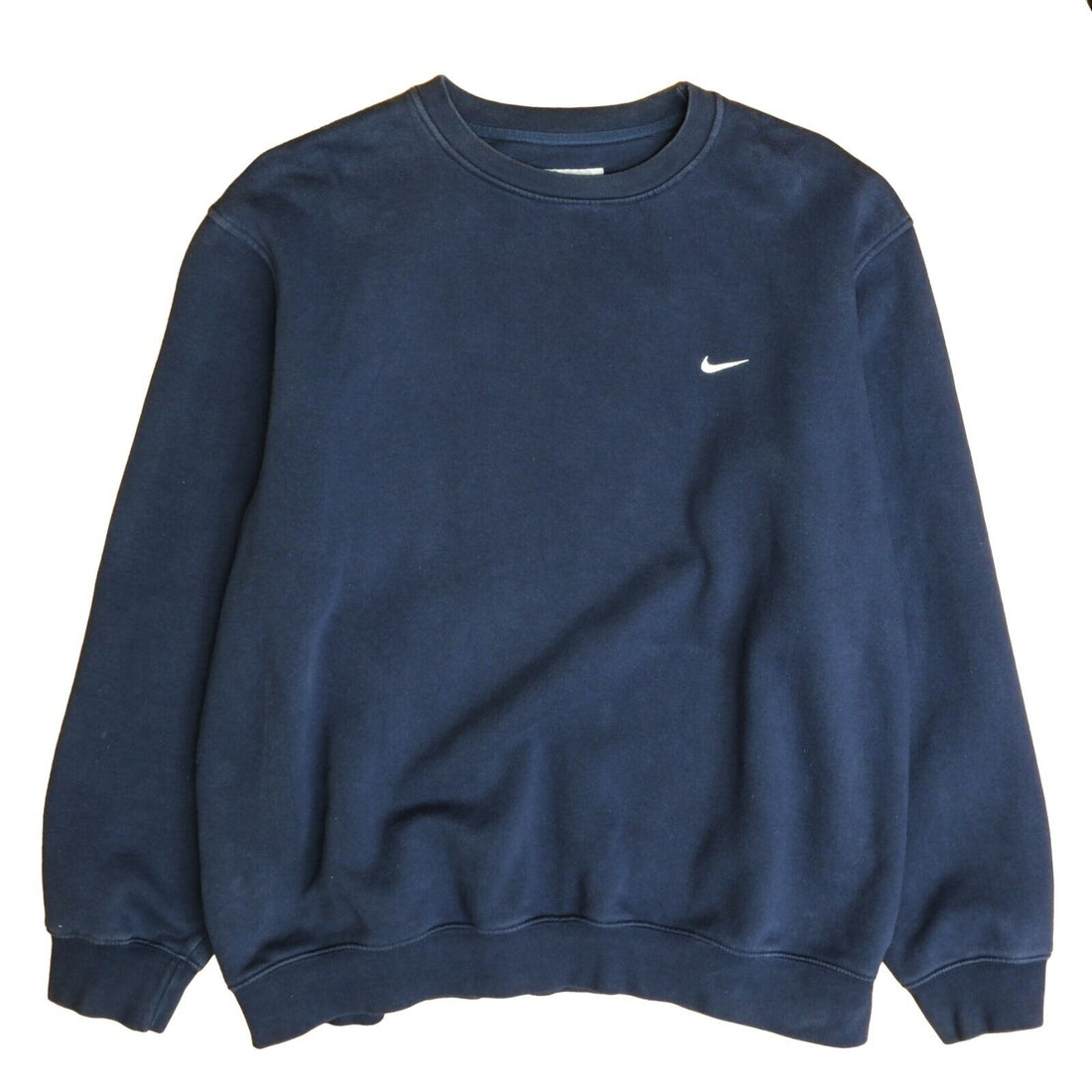 Vintage Nike Sweatshirt Crewneck Size Large Blue Embroidered Swoosh