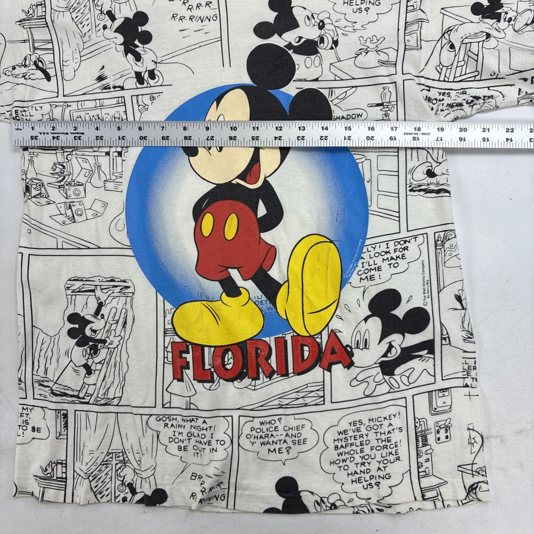 Vintage Mickey Mouse Florida Comic Strip Disney T-Shirt XL All Over Print 90s