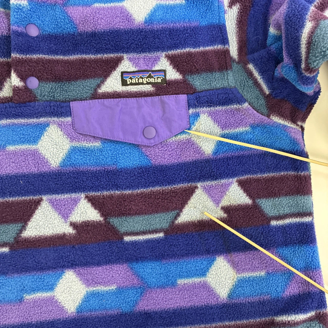 Patagonia Guatemalan Tango Violetti Synchilla Snap T Fleece Jacket Womens Large