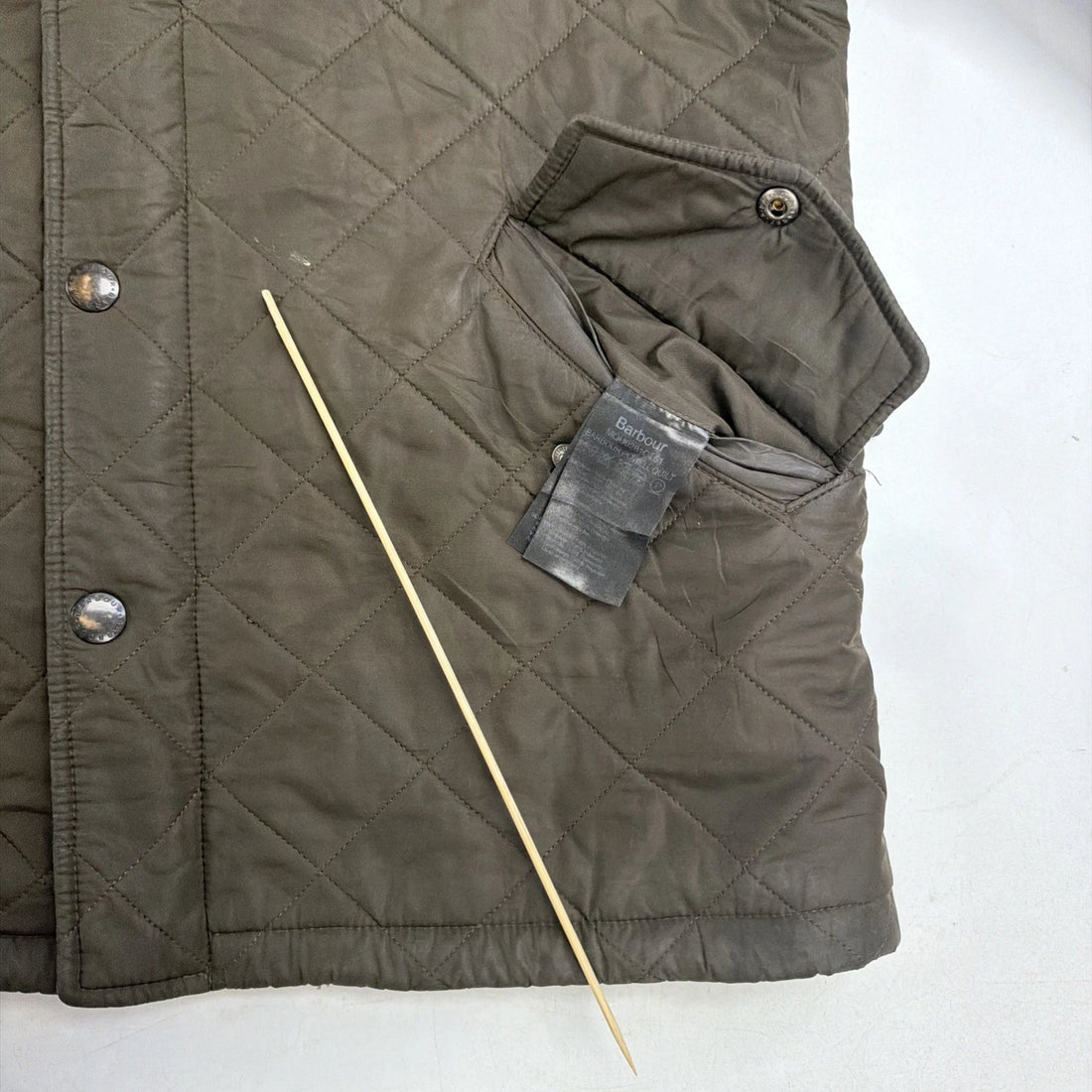 Barbour Powell Quilt Waxed Coat Jacket Size Large